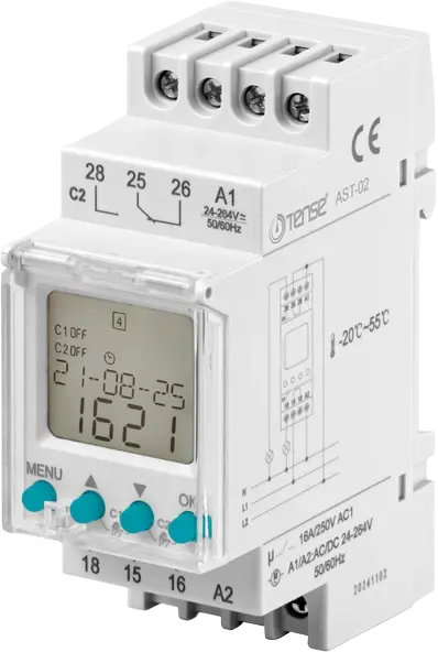 Tense AST-02 Astronomik Zaman Rölesi 2 çıkışlı 24V - 250V AC/DC